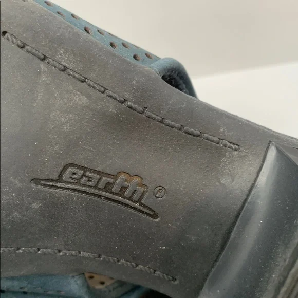 Earth Keri Perforated Nubuck Peep Toe Heeled Ankle Boots Moroccan Blue Size 7.5 - Picture 7 of 7